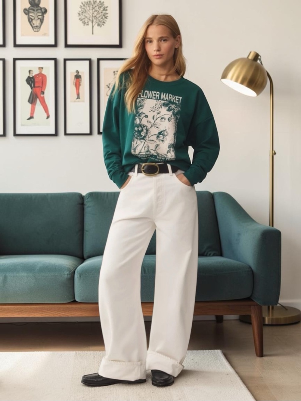 By Anthropologie Flower Market Graphic Sweatshirt Size S